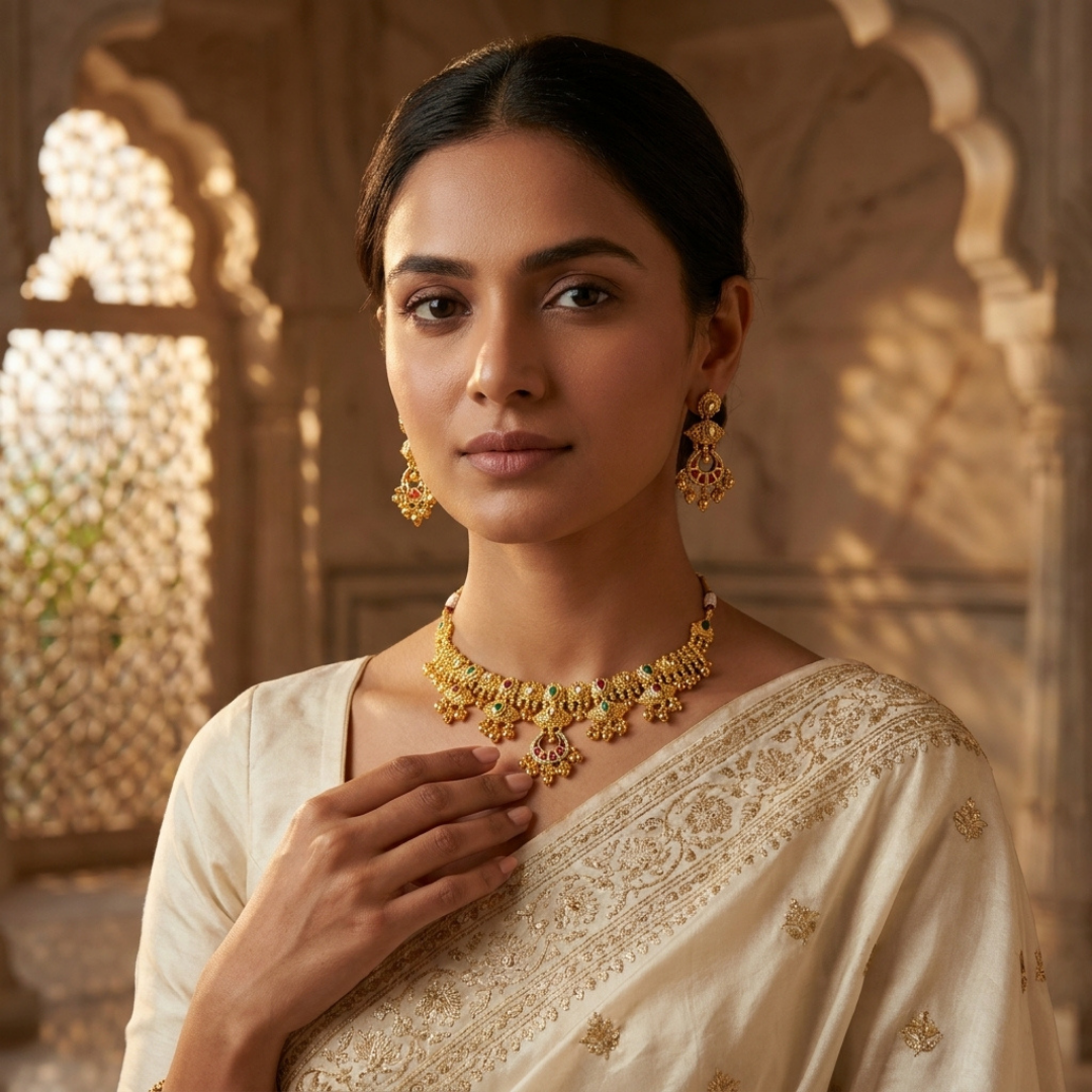 Antique Gold-Finish Choker Set