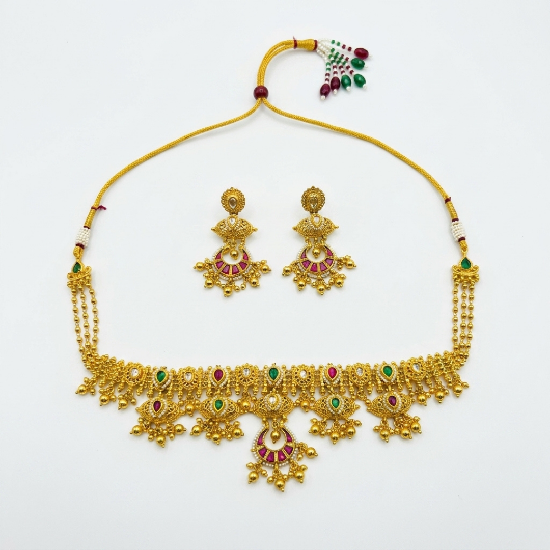 Antique Gold-Finish Choker Set
