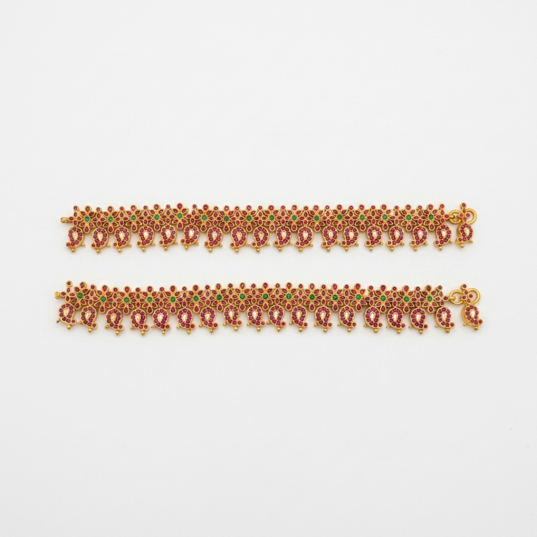 Paisley Stone-Studded Anklets
