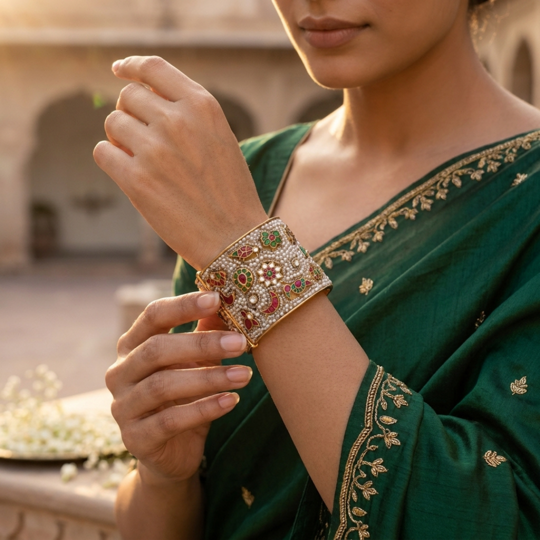 Pearl & Stone Studded Kada