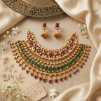 Navratna-Inspired Stone Necklace Set