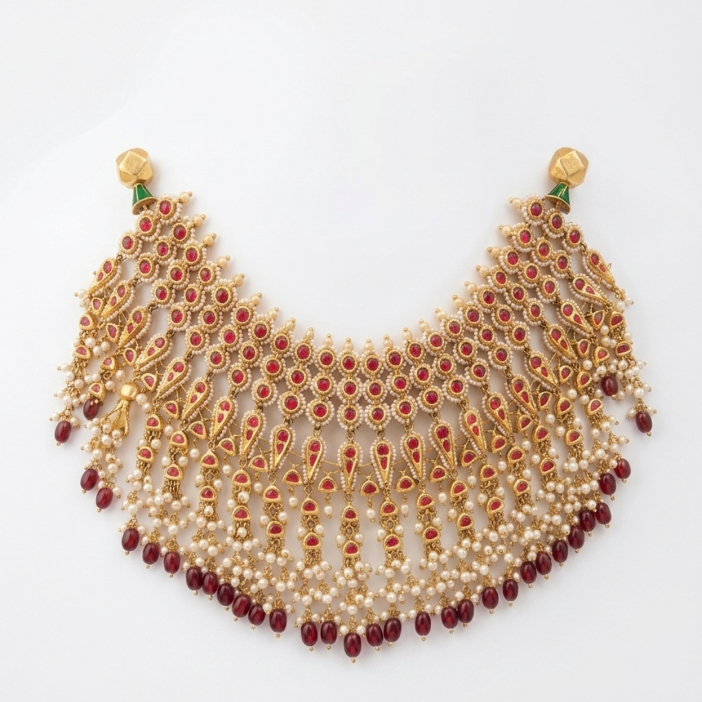 Ruby & Pearl Statement Necklace