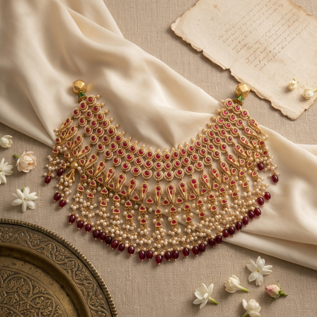 Ruby & Pearl Statement Necklace