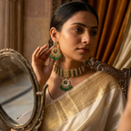 Emerald & Stone-Studded Necklace Set