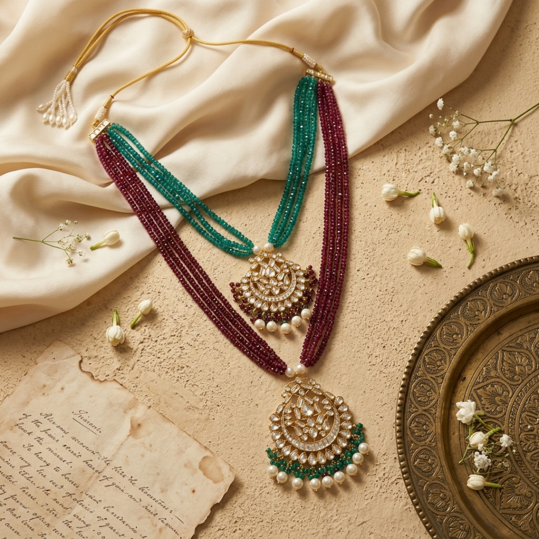Dual-Layered Ruby Emerald Haar