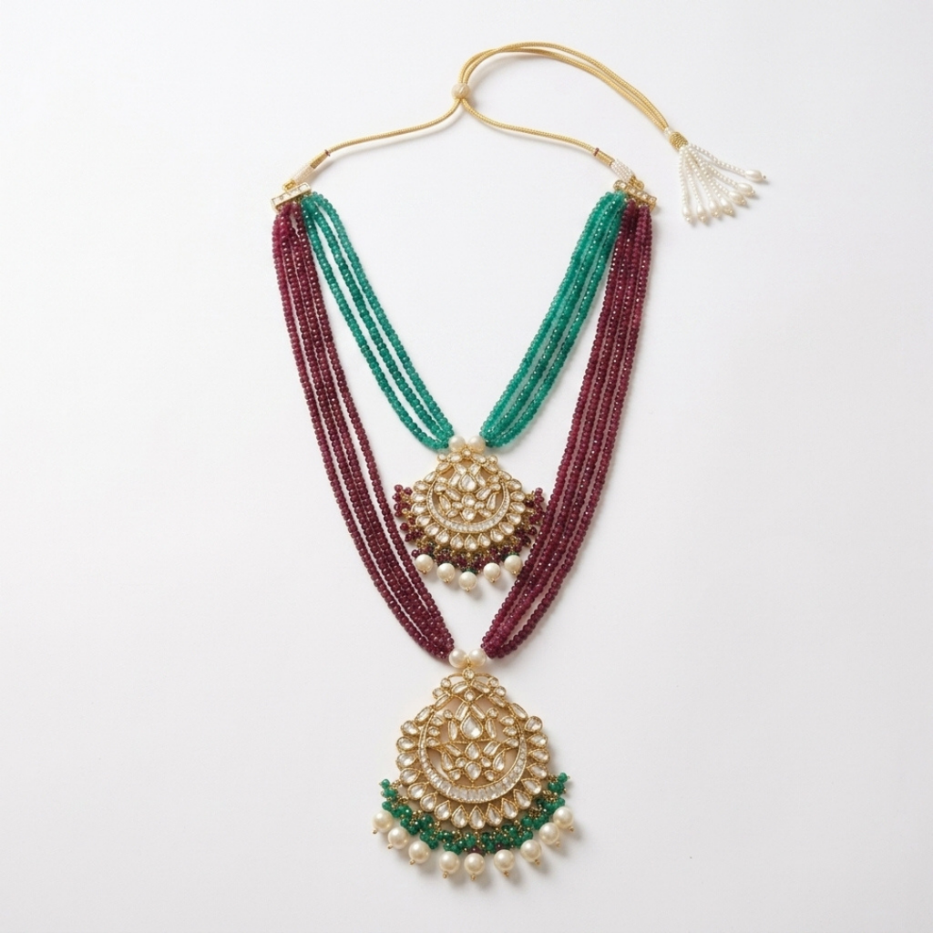 Dual-Layered Ruby Emerald Haar