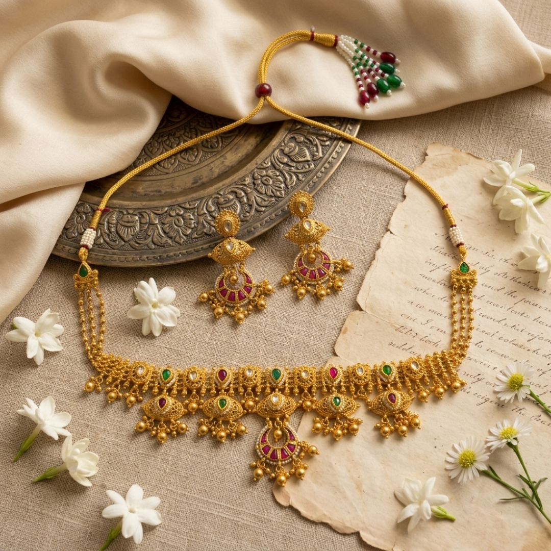 Antique Gold-Finish Choker Set