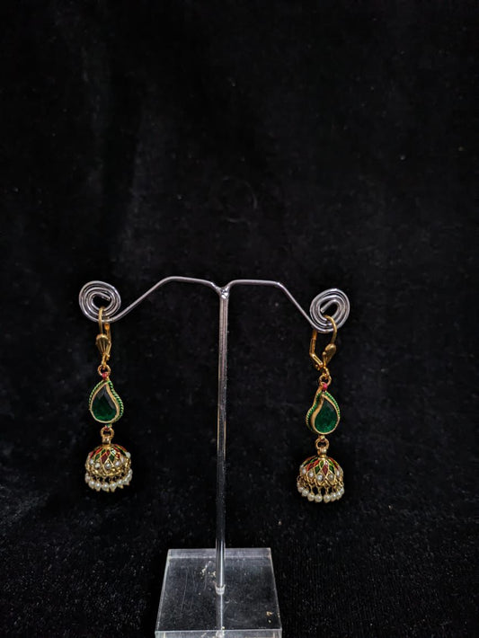 "Jhumka with Emerald Teardrop"