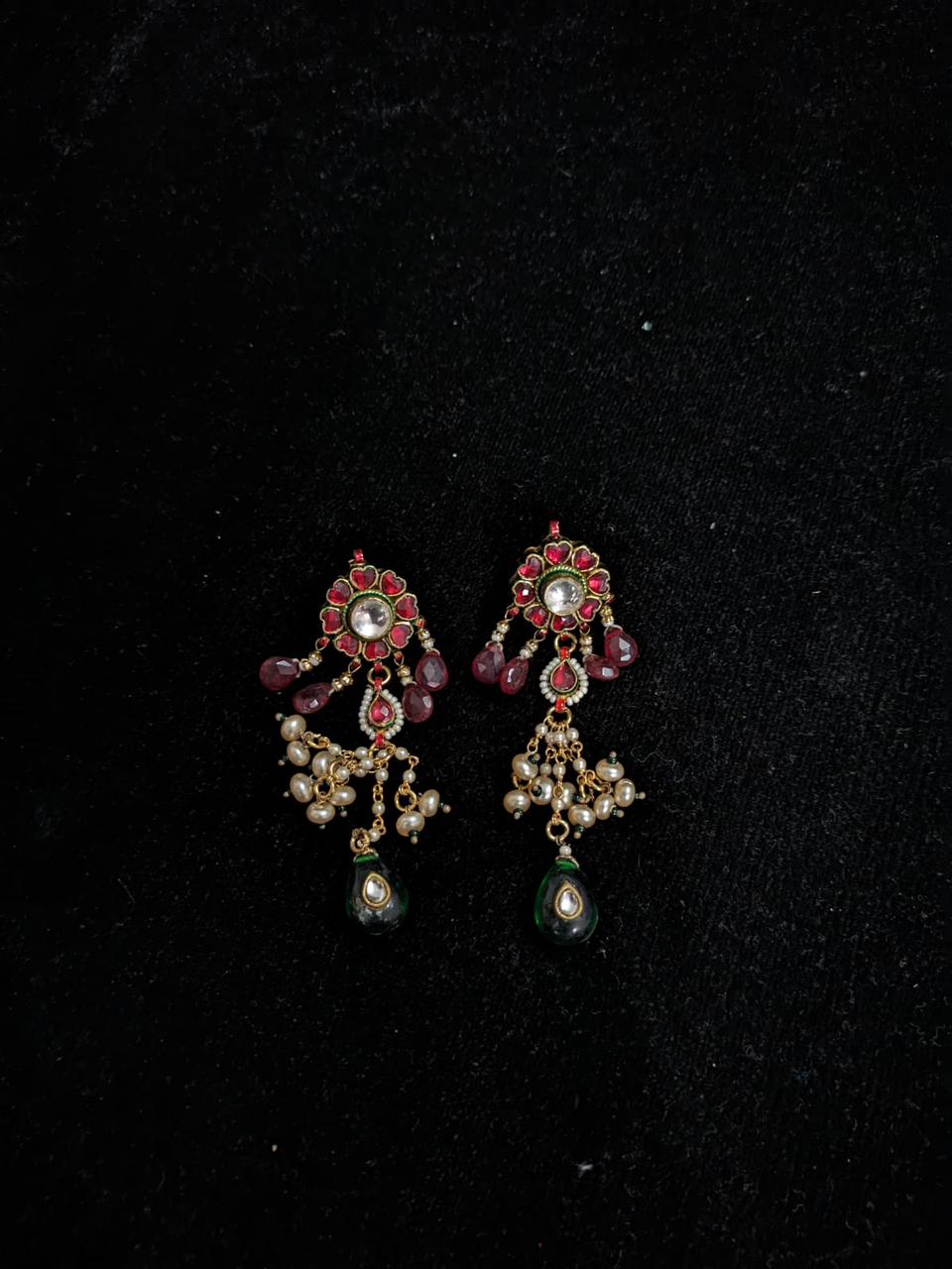 "Layered Kundan Drop Earrings"