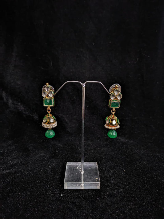 "Emerald Jhumka Studs"