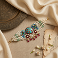 Peacock Accent Meenakari Choker Necklace