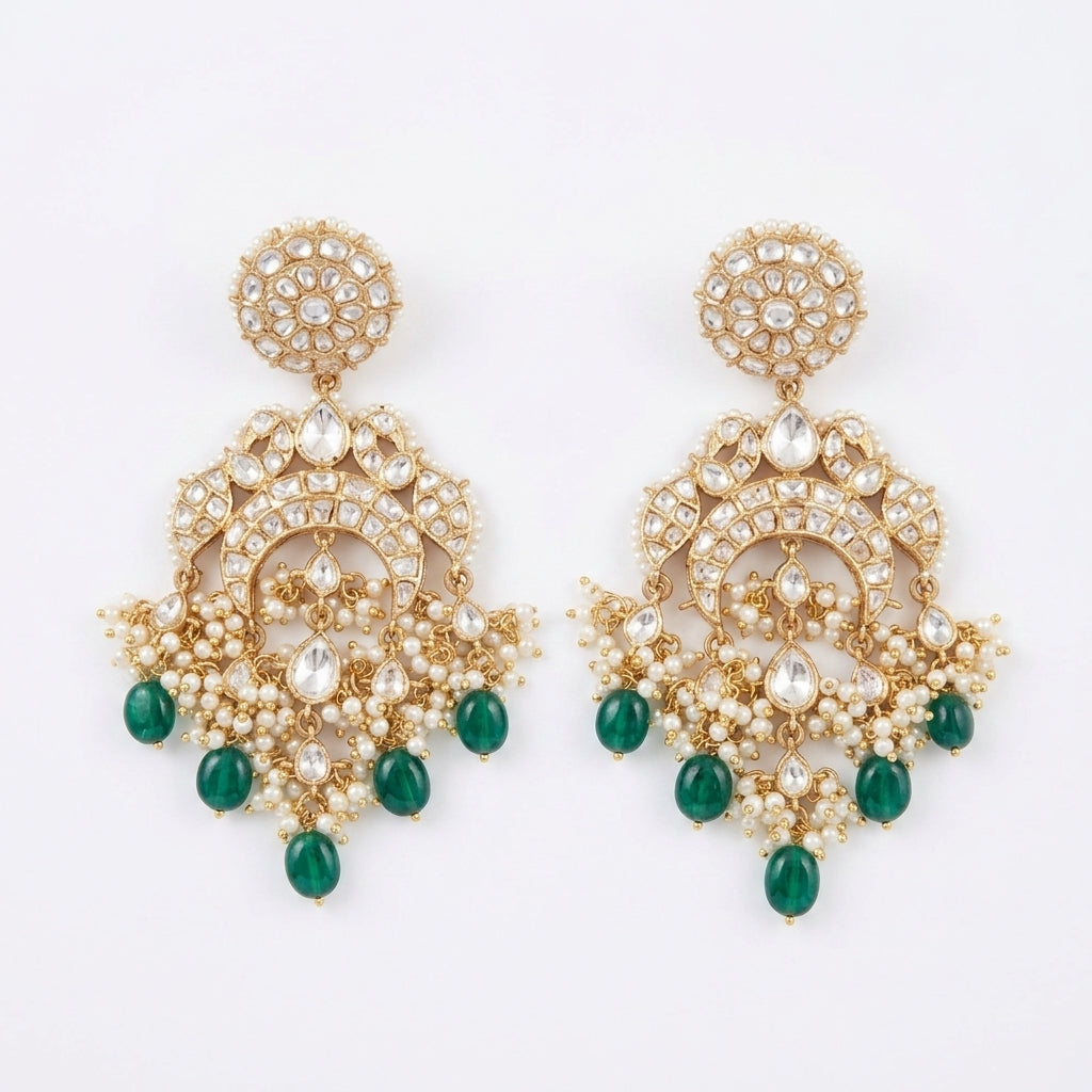 Emerald Bead Chandelier Earrings