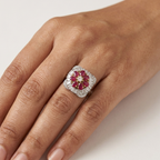 Ruby Bloom Baguette Ring
