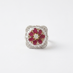 Ruby Bloom Baguette Ring