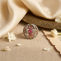 Pink Gemstone Swirl Statement Ring