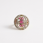 Pink Gemstone Swirl Statement Ring
