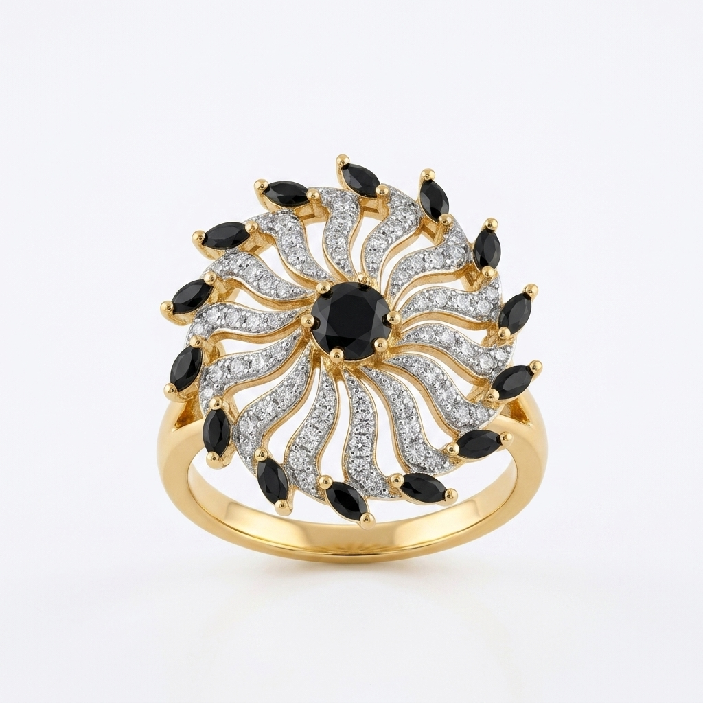 Black Crystal Statement Ring