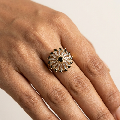 Black Crystal Statement Ring
