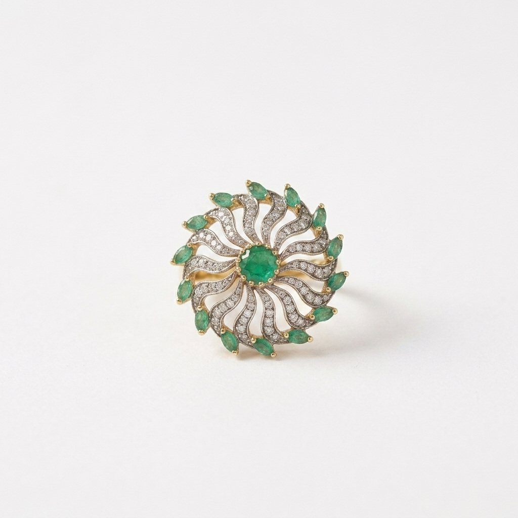 Green Crystal Statement Ring