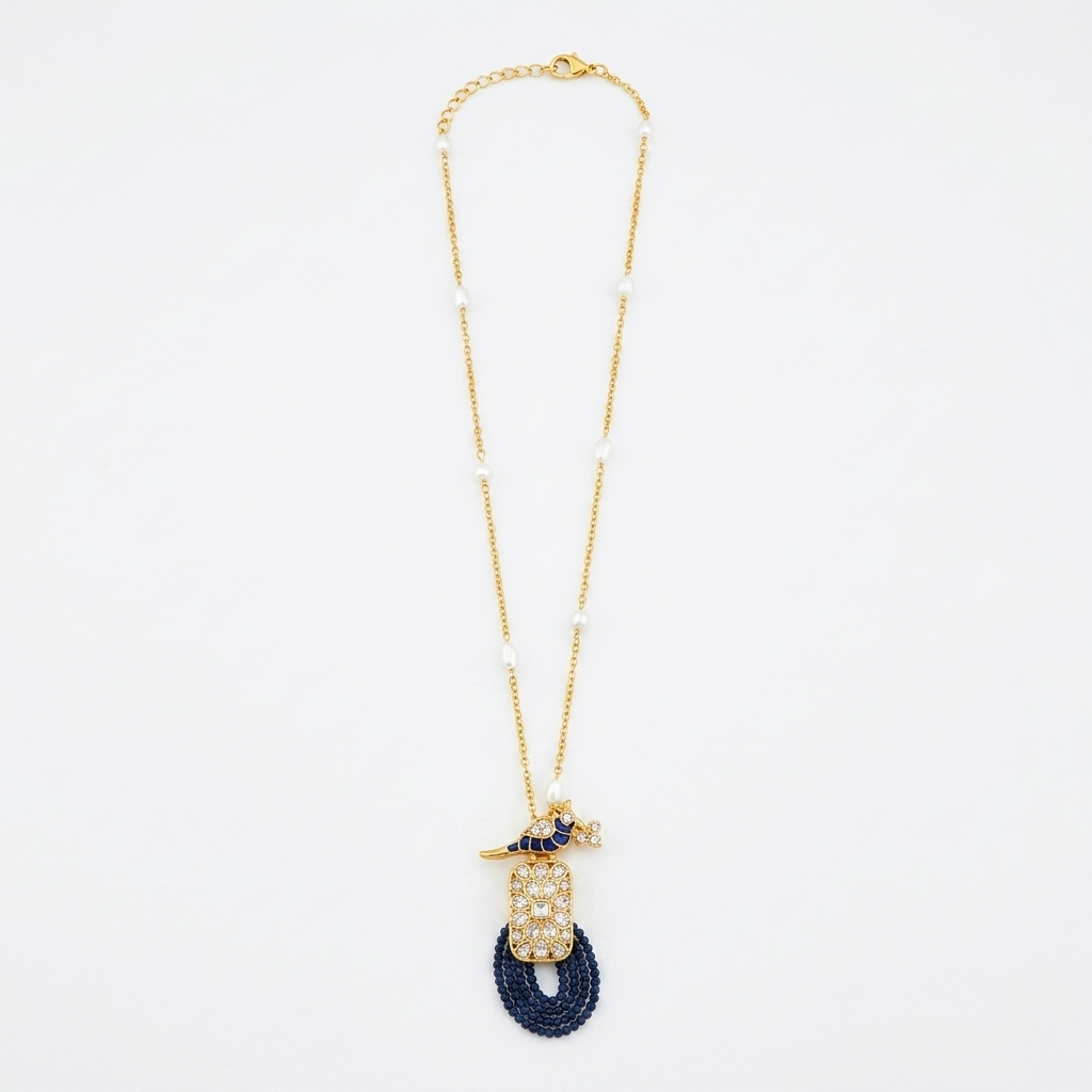Sapphire Peacock Polki Pendant Necklace