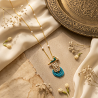 Turquoise Peacock Polki Pendant Necklace