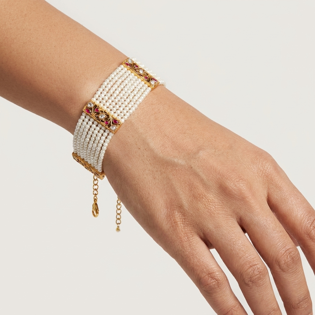 Ruby Multi-Strand Pearl Bracelet