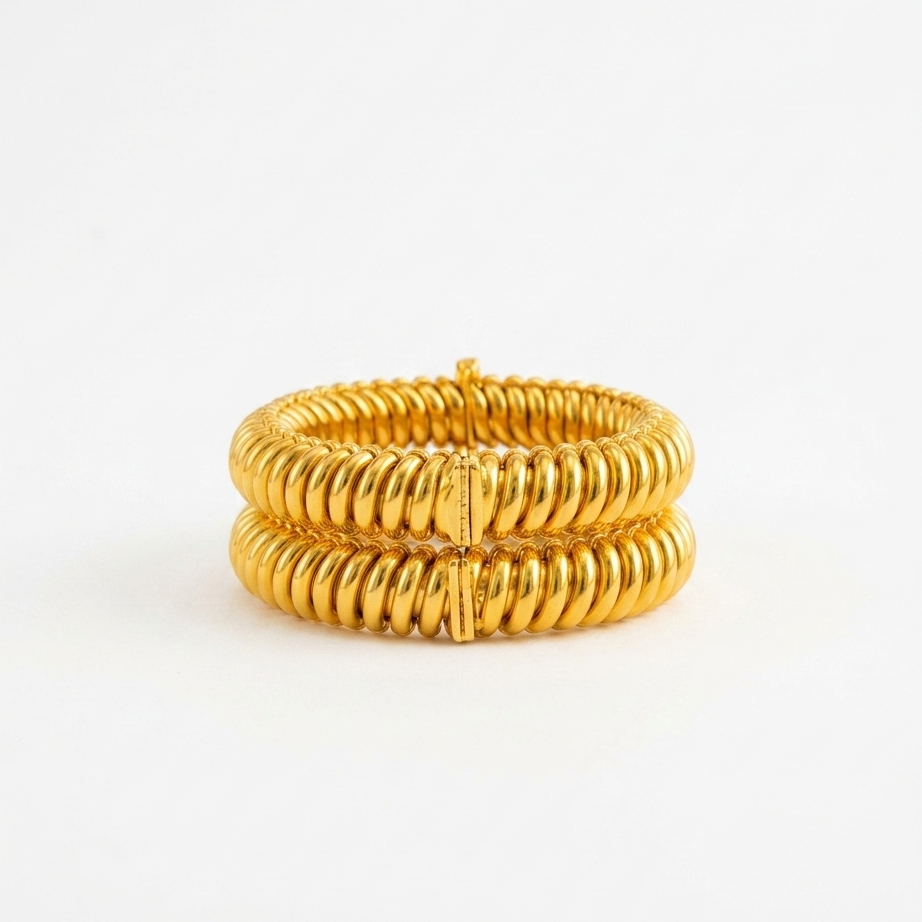 Classic Spiral Gold-Finish Metal Kada