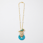 Turquoise Peacock Polki Pendant Necklace